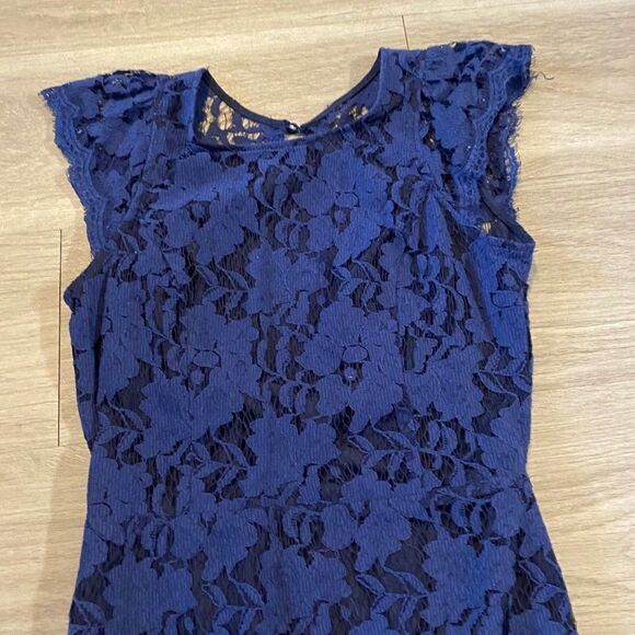 Navy blue, sleeveless lace open back mini dress size small - Picture 2 of 10